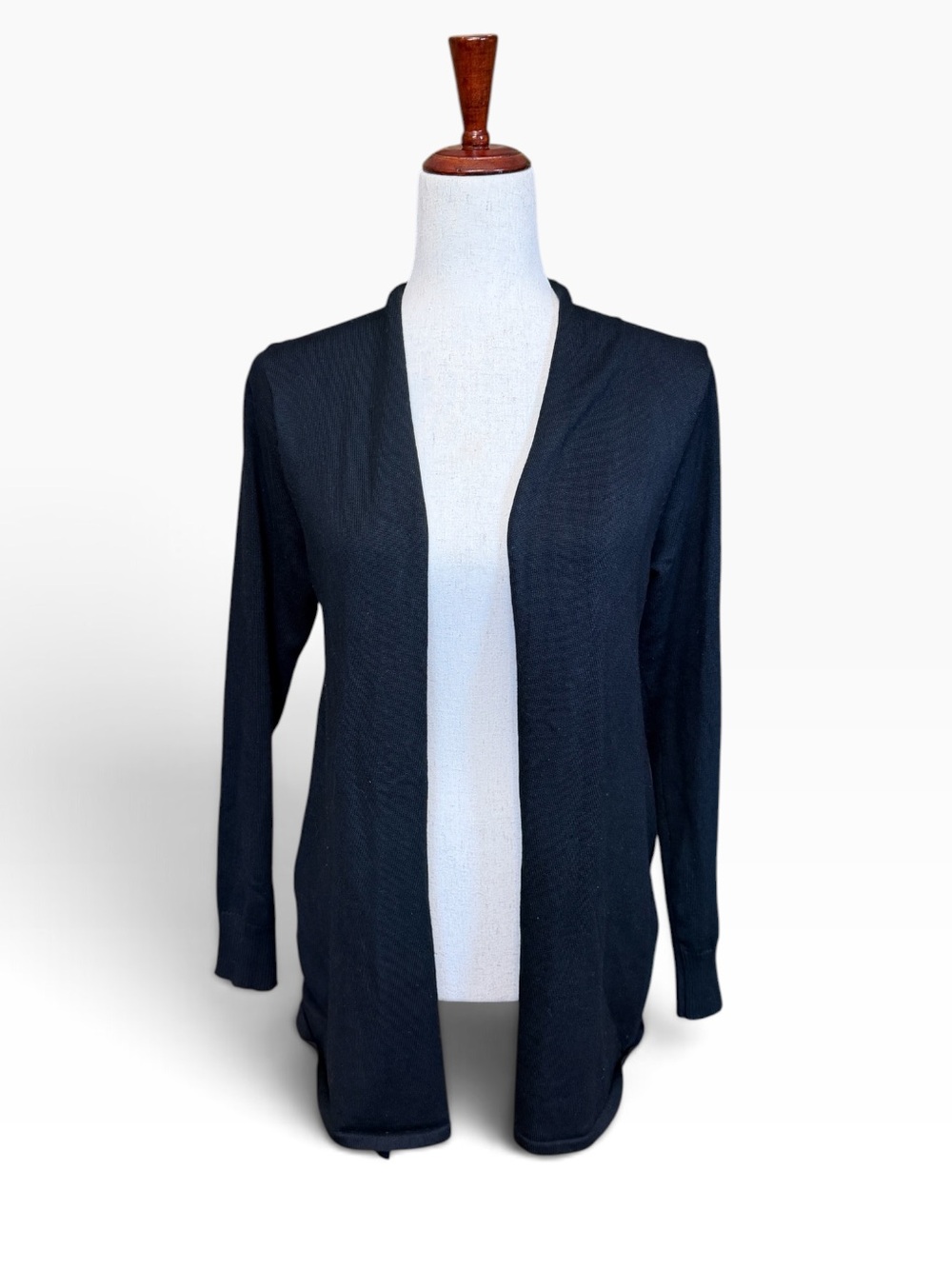Vila Milano Black Open-Front Crochet Back Cardigan Sweater Med? #2340